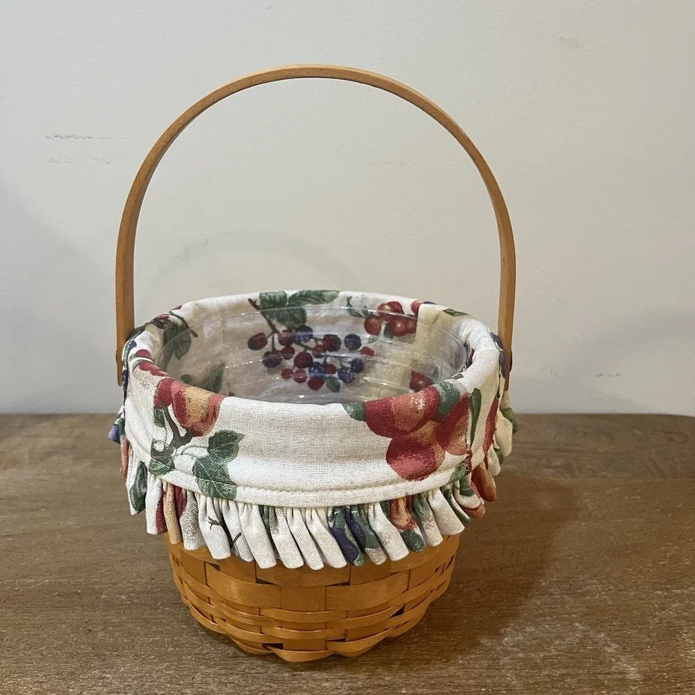Longaberger 2000 Small Fruit Basket Fruit Medley Liner Protector Handwoven USA